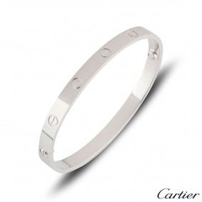 Cartier White Gold Plain Love Bracelet Size 19 B6035419 Cartier White Gold Plain Love Bracelet Size 19 B6035419